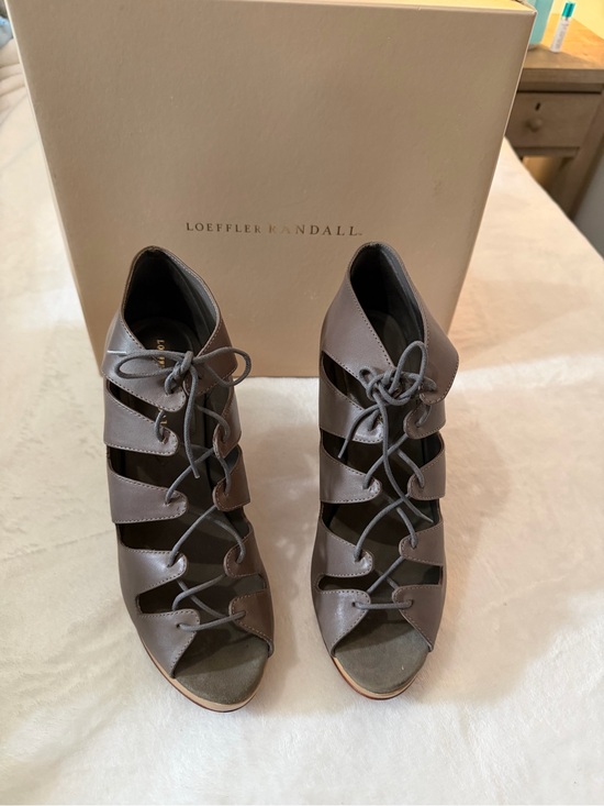 Loeffler Randall Shoes - Loeffler Randall Taupe Lace-Up Peep Toe Heels